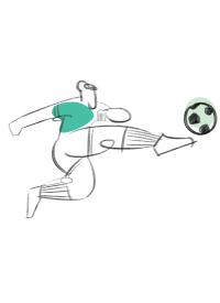 Sketch of someone kicking a soccer ball